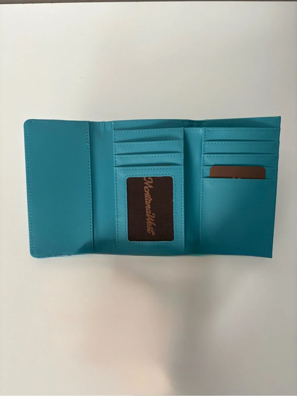 Montana West Teal and Light Blue Cowhide-Print Card Holder Wallet